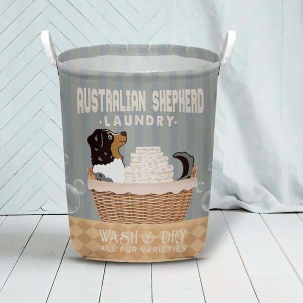 Australian Shepherd Wash And Dry Laundry Basket – Dog Laundry Basket – Mother Gift – Gift For Dog Lovers