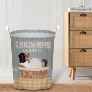Australian Shepherd Wash And Dry Laundry Basket Dog Laundry Basket Mother Gift Gift For Dog Lovers 4