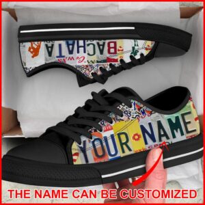 Bachata License Plate Low Top Custom Shoes Canvas Print Lowtop Casual Shoes Gift For Adults Malalan 2