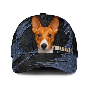 Basenji Jean Background Custom Name Cap Classic Baseball Cap All Over Print Gift For Dog Lovers 1 hdo5uj