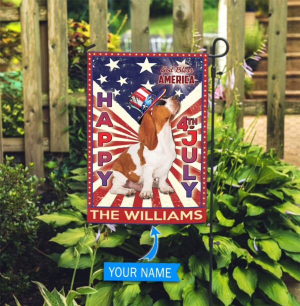 Basset Hound God Bless America – 4th Of July Personalized Flag – Garden Dog Flag – Dog Flag For House