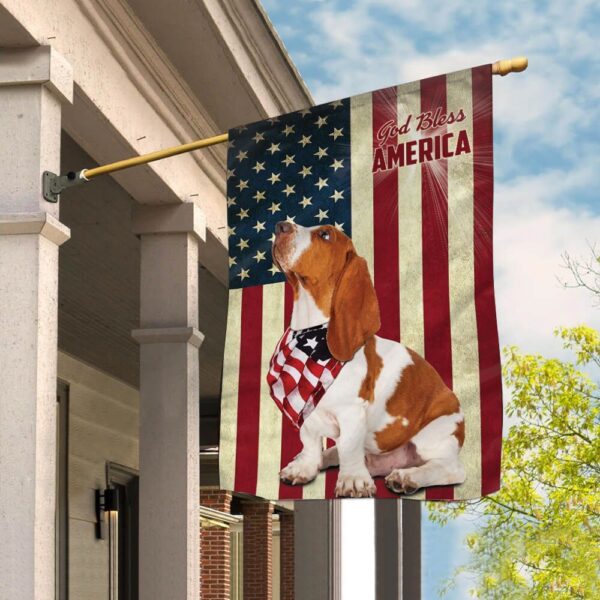 Basset Hound God Bless House Flag – Dog Flags Outdoor – Dog Lovers Gifts for Him or Her