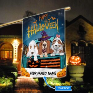 Basset Hound Halloween Personalized Flag Garden Dog Flag Personalized Dog Garden Flags 2