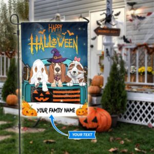 Basset Hound Halloween Personalized Flag Garden Dog Flag Personalized Dog Garden Flags 3