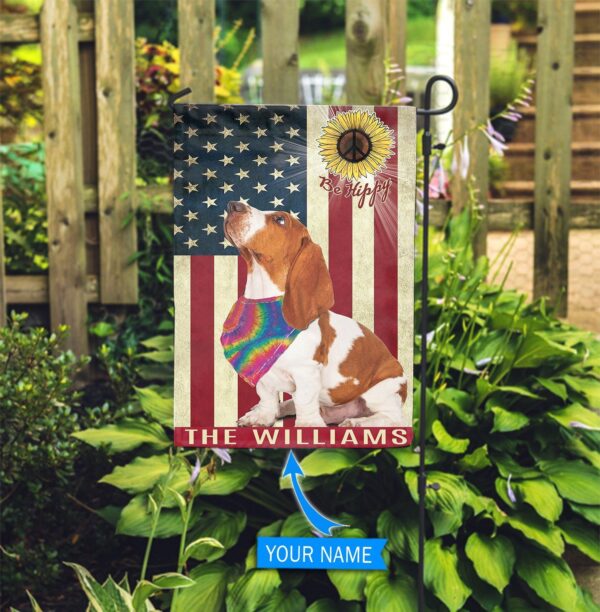 Basset Hound Hippie Personalized Flag – Garden Dog Flag – Dog Flag For House
