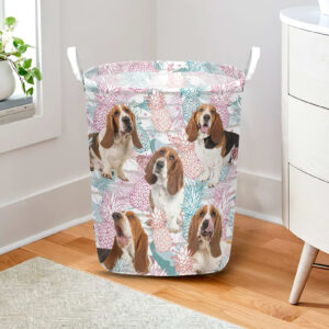Basset Hound In Summer Tropical With Leaf Seamless Laundry Basket Dog Laundry Basket Mother Gift 2