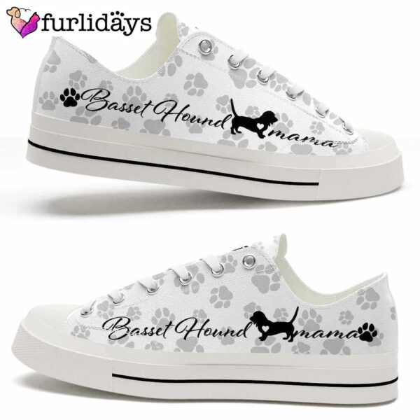 Basset Hound Paws Pattern Low Top Shoes  – Happy International Dog Day Canvas Sneaker – Owners Gift Dog Breeders