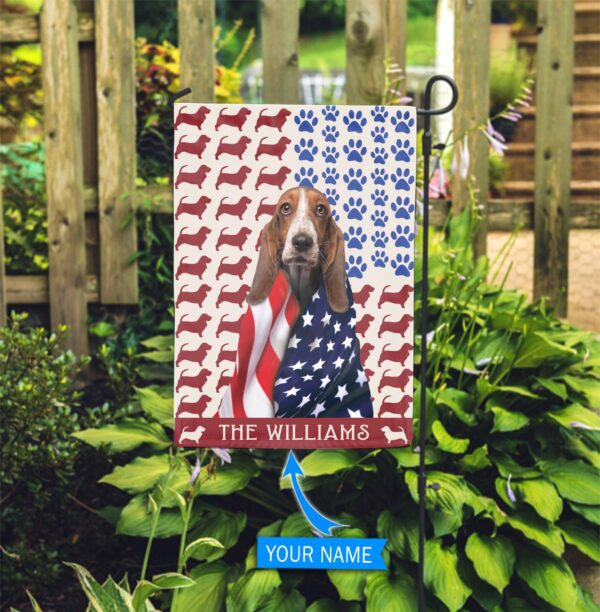 Basset Hound Personalized Flag – Garden Dog Flag – Custom Dog Garden Flags