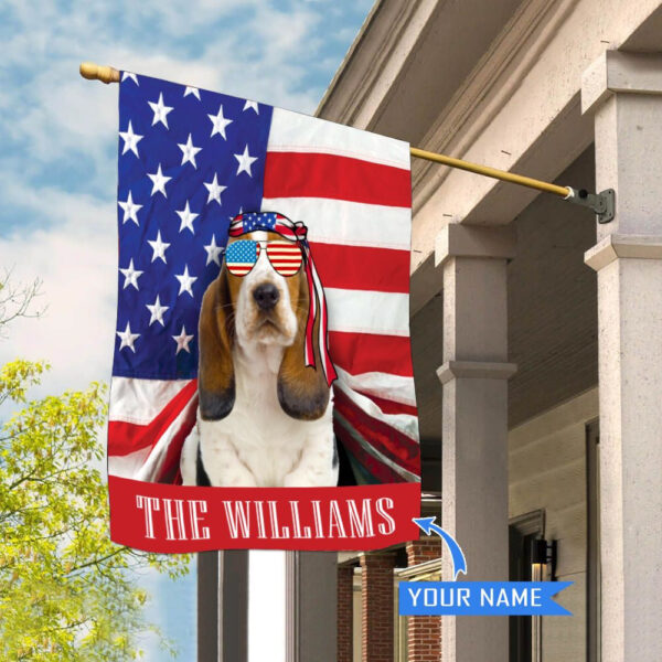 Basset Hound Personalized House Flag – Garden Dog Flag – Custom Dog Garden Flags