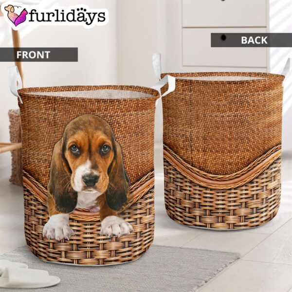 Basset Hound Rattan Texture Dog Laundry Basket – Mother Gift – Gift For Dog Lovers