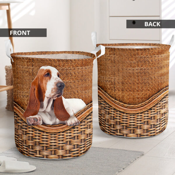 Basset Hound Rattan Texture Laundry Basket – Dog Laundry Basket – Mother Gift – Gift For Dog Lovers