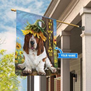 Basset Hound Sunflower Personalized Flag Garden Dog Flag Personalized Dog Garden Flags 2