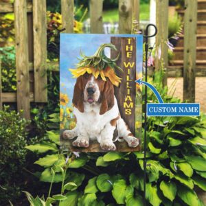 Basset Hound Sunflower Personalized Flag Garden Dog Flag Personalized Dog Garden Flags 3