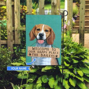 Beagle Welcome To Our Happy Place Personalized Flag Garden Dog Flag Dog Flag For House 2