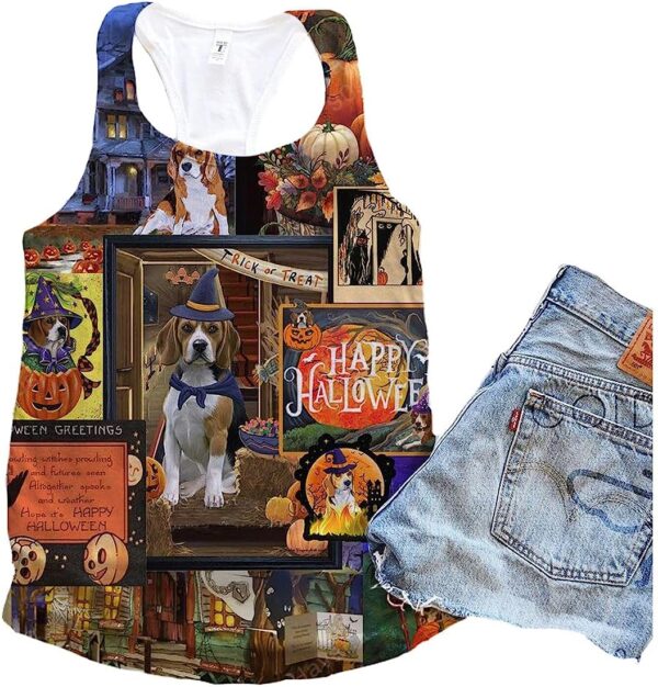 Beagle Dog Halloween Art Tank Top – Summer Casual Tank Tops For Women – Gift For Young Adults