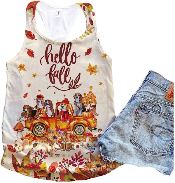 Beagle Dog Hello Fall Classic Tank Top – Summer Casual Tank Tops For Women – Gift For Young Adults