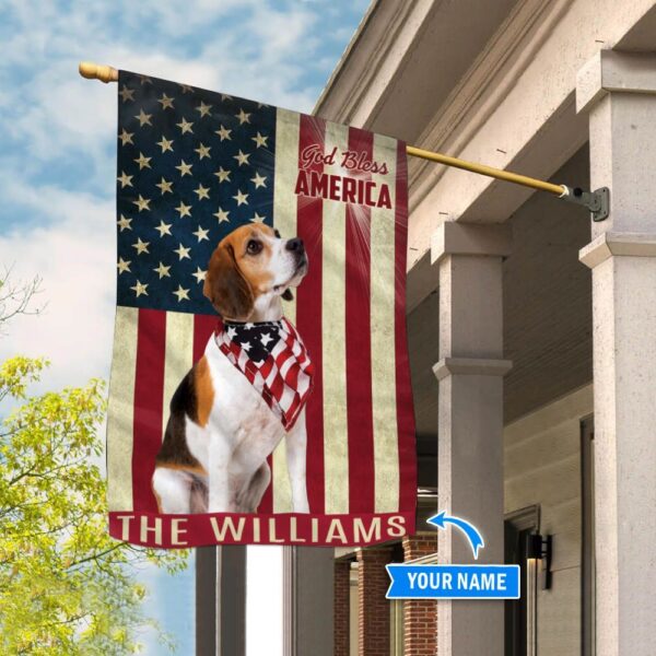 Beagle God Bless America Personalized Flag – Garden Dog Flag – Dog Flag For House