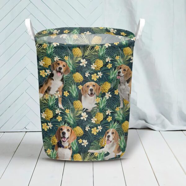 Beagle In Pineapple Tropical Pattern Laundry Basket – Dog Laundry Basket – Mother Gift – Gift For Dog Lovers