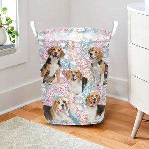 Beagle In Summer Tropical With Leaf Seamless Laundry Basket Dog Laundry Basket Mother Gift Gift For Dog Lovers 2