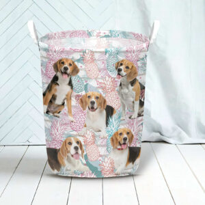 Beagle In Summer Tropical With Leaf Seamless Laundry Basket Dog Laundry Basket Mother Gift Gift For Dog Lovers 3