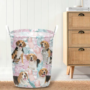Beagle In Summer Tropical With Leaf Seamless Laundry Basket Dog Laundry Basket Mother Gift Gift For Dog Lovers 4