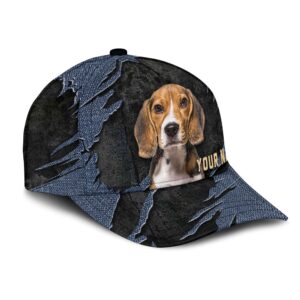 Beagle Jean Background Custom Name Cap Classic Baseball Cap All Over Print Gift For Dog Lovers 2 aj12da