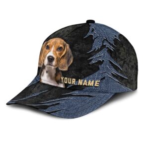 Beagle Jean Background Custom Name Cap Classic Baseball Cap All Over Print Gift For Dog Lovers 3 dcdseo