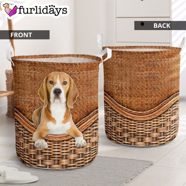 Beagle Rattan Texture Laundry Basket – Dog Laundry Basket – Mother Gift – Gift For Dog Lovers