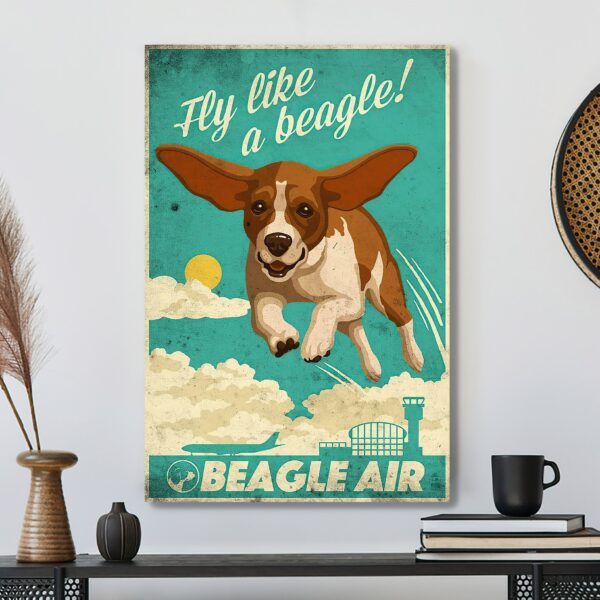 Beagle Dog Air – Fly Like A Beagle Canvas – Dog Pictures – Dog Canvas Poster – Dog Wall Art – Gifts For Dog Lovers – Furlidays