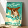 Beagle Dog Air – Fly Like A Beagle Canvas – Dog Pictures – Dog Canvas Poster – Dog Wall Art – Gifts For Dog Lovers – Furlidays