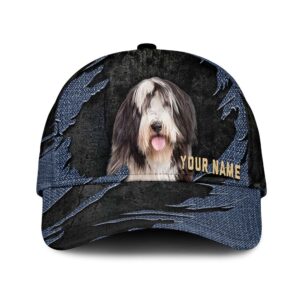 Bearded Collie Jean Background Custom Name Cap Classic Baseball Cap All Over Print Gift For Dog Lovers 1 zjfnve