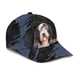Bearded Collie Jean Background Custom Name Cap Classic Baseball Cap All Over Print Gift For Dog Lovers 2 zmf6ik