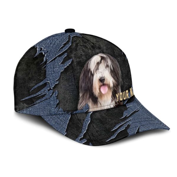 Bearded Collie Jean Background Custom Name & Photo Dog Cap – Classic Baseball Cap All Over Print – Gift For Dog Lovers