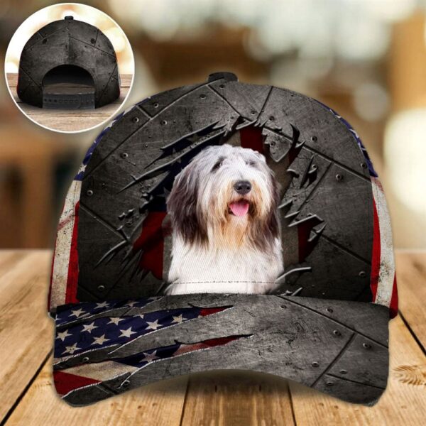 Bearded Collie On The American Flag Cap Custom Photo – Hats For Walking With Pets – Gifts Dog Caps For Friends