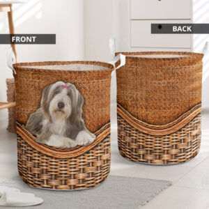 Bearded Collie Rattan Texture Laundry Basket…