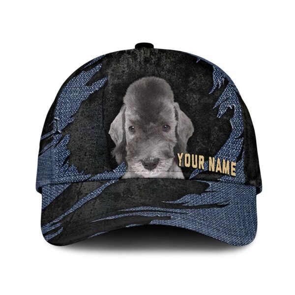 Bedlington Terrier Jean Background Custom Name & Photo Dog Cap – Classic Baseball Cap All Over Print – Gift For Dog Lovers