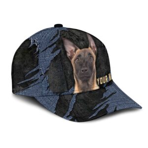 Belgain Malinois Jean Background Custom Name Cap Classic Baseball Cap All Over Print Gift For Dog Lovers 2 x0ipps