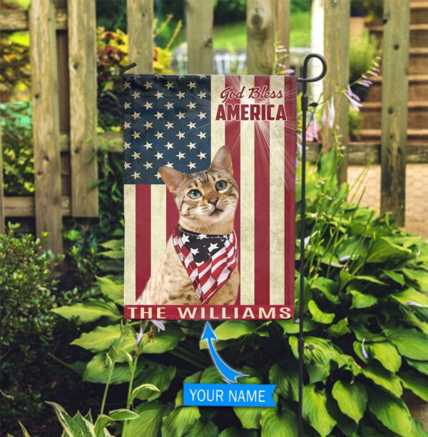 Bengal Cat God Bless America Personalized Flag – Custom Cat Flags – Cat Lovers Gifts for Him or Her