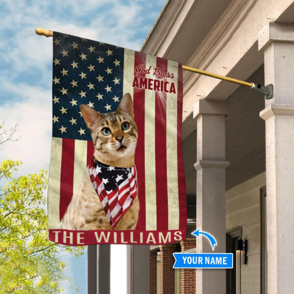 Bengal Cat God Bless America Personalized Flag – Custom Cat Flags – Cat Lovers Gifts for Him or Her