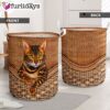 Bengal Rattan Texture Laundry Basket – Cat Laundry Basket – Mother Gift – Gift For Cat Lovers