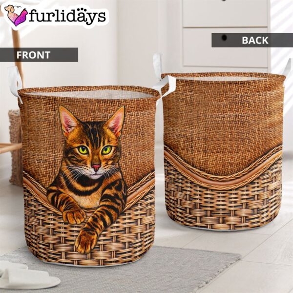 Bengal Rattan Texture Laundry Basket – Cat Laundry Basket – Mother Gift – Gift For Cat Lovers