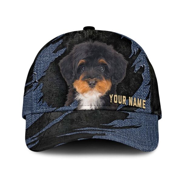 Bernedoodle Jean Background Custom Name & Photo Dog Cap – Classic Baseball Cap All Over Print – Gift For Dog Lovers
