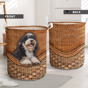Bernedoodle Rattan Texture Laundry Basket –…
