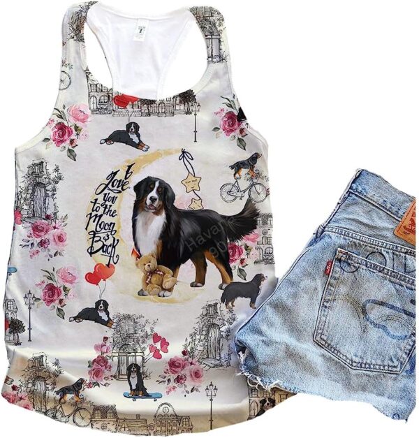 Bernese Mountain Dog City Mix Moon Tank Top – Summer Casual Tank Tops For Women – Gift For Young Adults