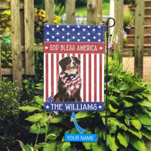 Bernese Mountain Dog God Bless America Personalized Flag Garden Dog Flag Personalized Dog Garden Flags 3
