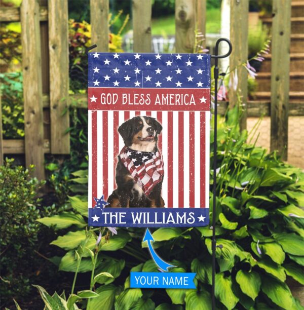 Bernese Mountain Dog God Bless America Personalized Flag – Garden Dog Flag – Personalized Dog Garden Flags