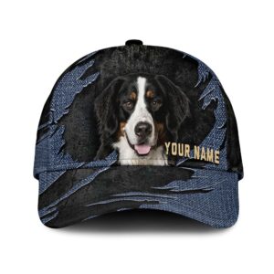 Bernese Mountain Dog Jean Background Custom Name Cap Classic Baseball Cap All Over Print Gift For Dog Lovers 1 vuvtjx