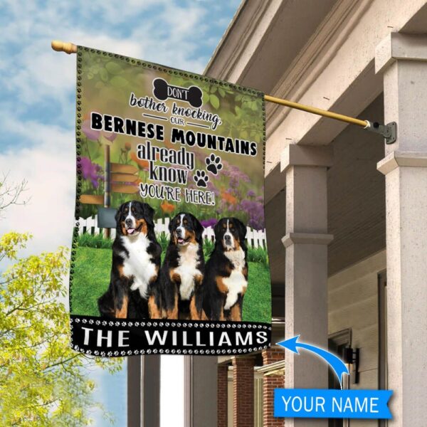 Bernese Mountain Don’t Bother Knocking Personalized Flag – Garden Dog Flag – Personalized Dog Garden Flags