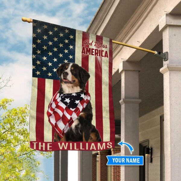 Bernese Mountain God Bless America Personalized Flag – Garden Dog Flag – Dog Flag For House