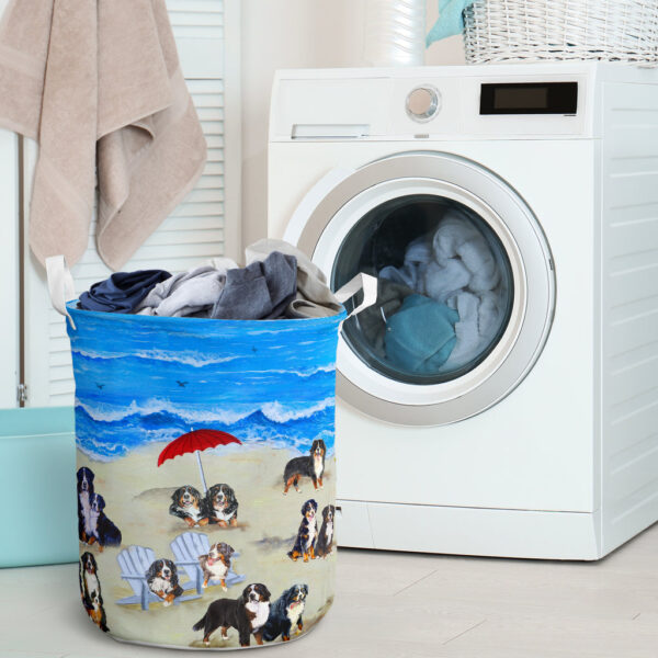 Bernese Mountain In Beach – Laundry Basket – Dog Laundry Basket – Mother Gift – Gift For Dog Lovers